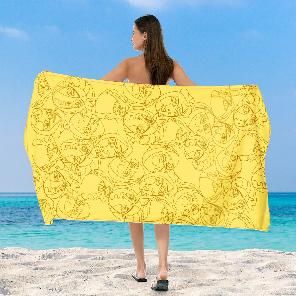 Beach towel with cheerful salamander and ice cream design Stornfield
