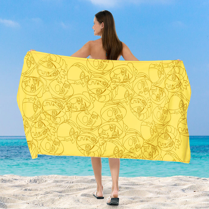 Beach towel with cheerful salamander and ice cream design Stornfield