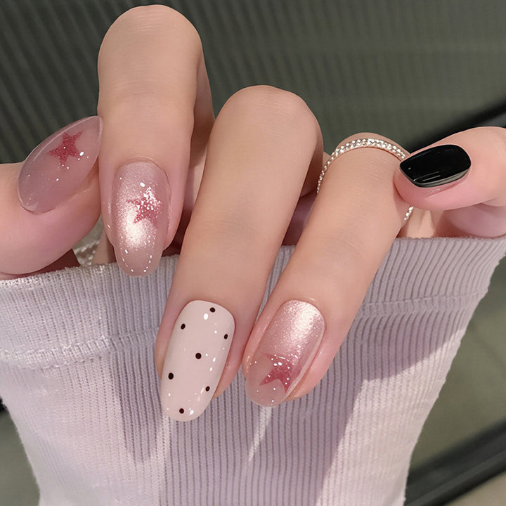 Artistic Press-On Nail Set with Bold Star Designs Stornfield