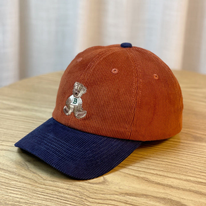 Women's Corduroy Baseball Cap with Teddy Bear Embroidery Stornfield
