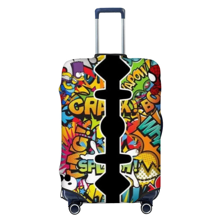 Unisex nan elastic luggage cover with geometric design, stretchable polyester-spandex fabric, zipper opening and non-slip inner securement for trolley Stornfield