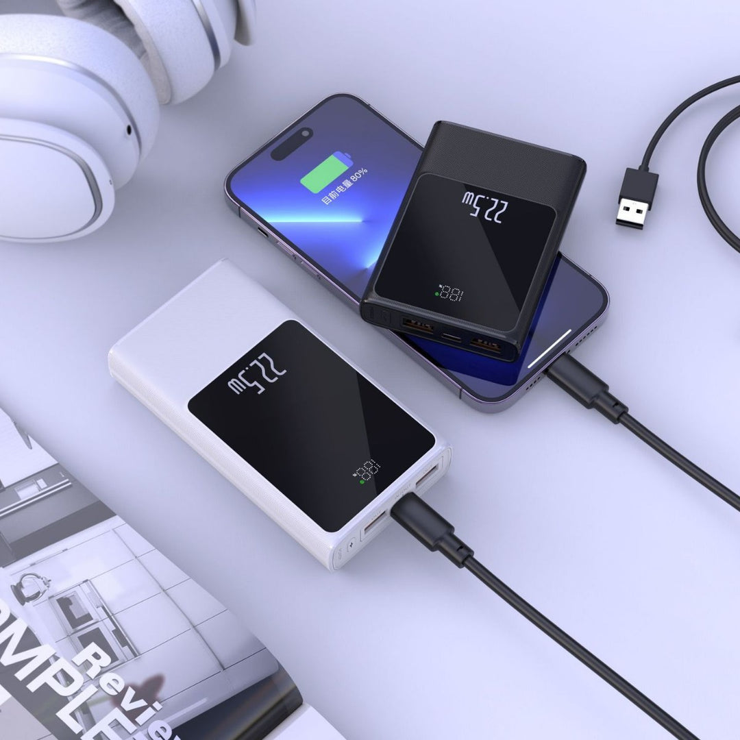 Portable power bank with smart LCD display and dual USB ports Stornfield