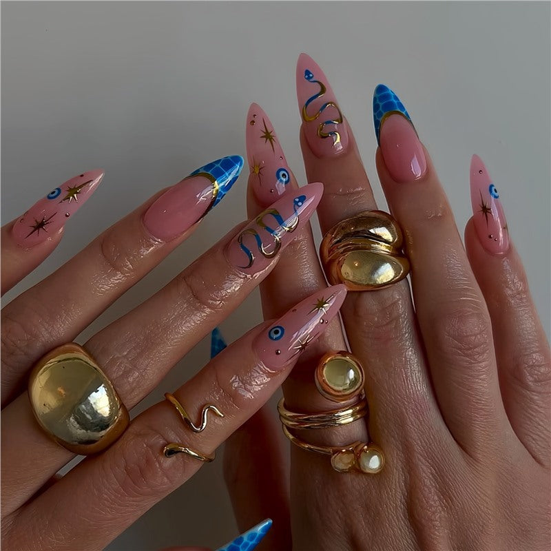Artistic Stiletto Press-On Nails with Unique Design Stornfield