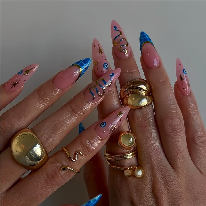 Artistic Stiletto Press-On Nails with Unique Design Stornfield