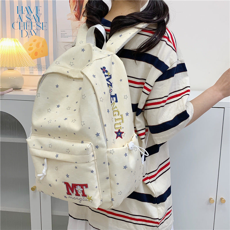 Stylish Star-Embellished Corduroy Backpack Stornfield
