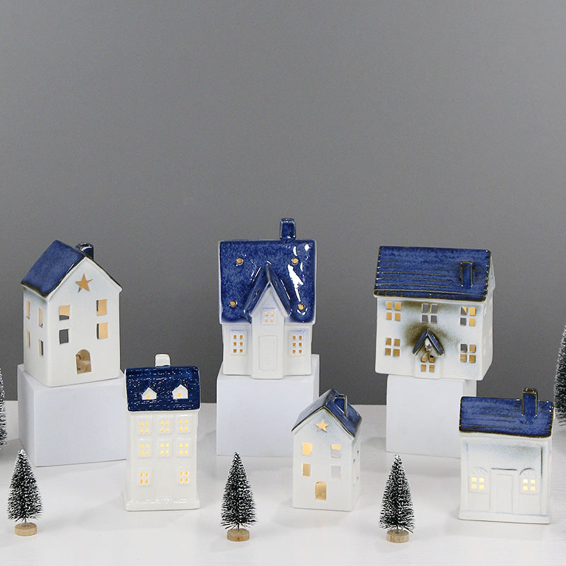 Ceramic House-Shaped Decorative Lantern Stornfeild