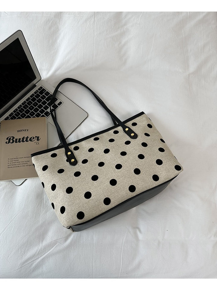 Stylish Polka Dot Canvas Tote Bag