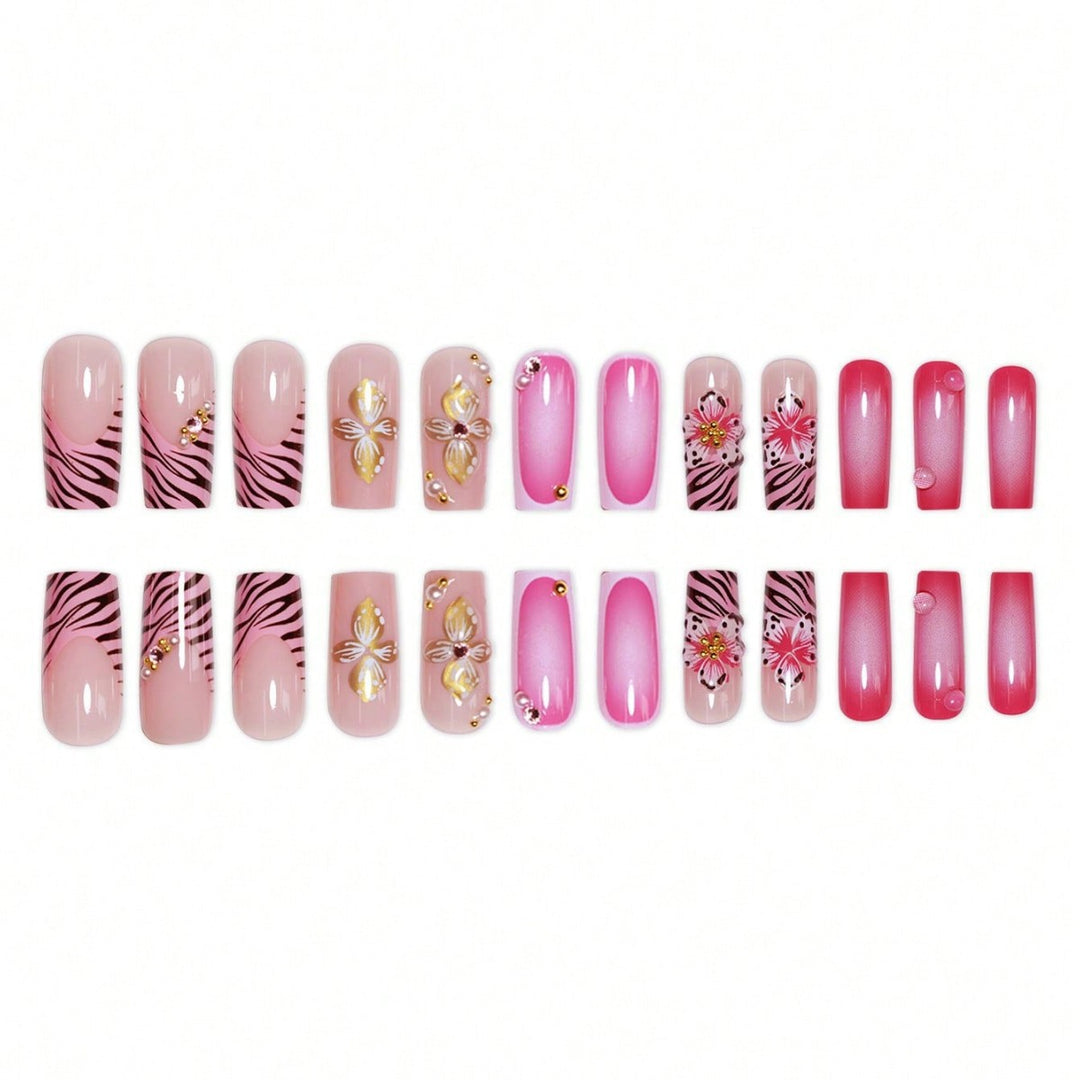Artistic Floral Acrylic Nail Art Stornfield