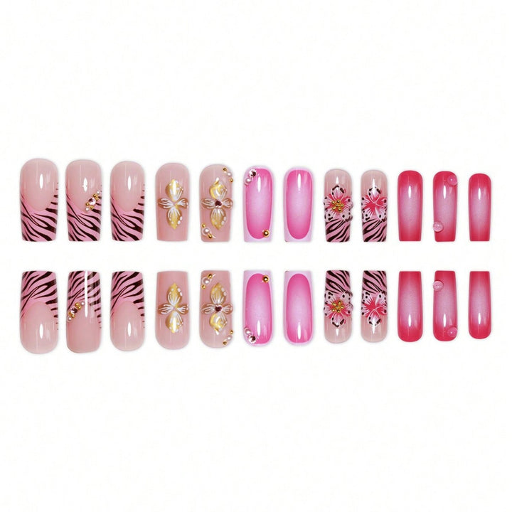 Artistic Floral Acrylic Nail Art Stornfield