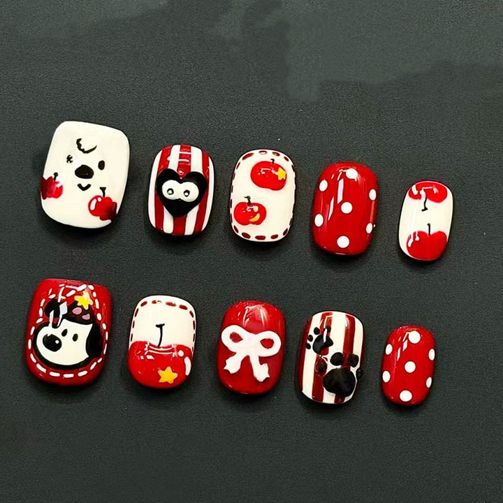 Artistic Cat-Themed Press-On Nail Art Set Stornfield
