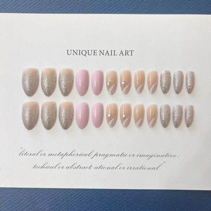 Elegant Artificial Nail Tips with Glitter Accents Stornfield