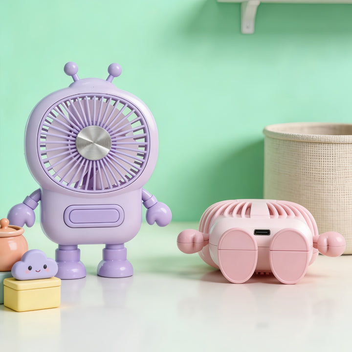 Ladies Portable Robot Fan with USB Charging Function and Flexible Design Stornfield
