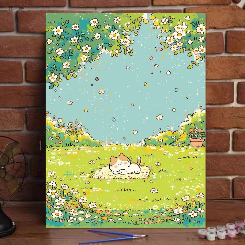 Cute Cat Illustration Canvas Art Print Stornfield