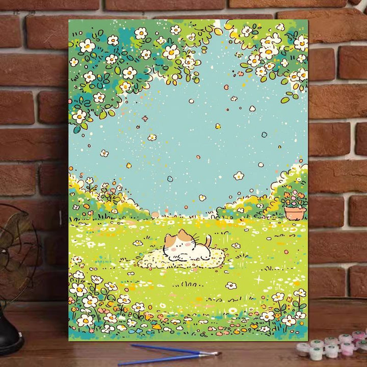 Cute Cat Illustration Canvas Art Print Stornfield