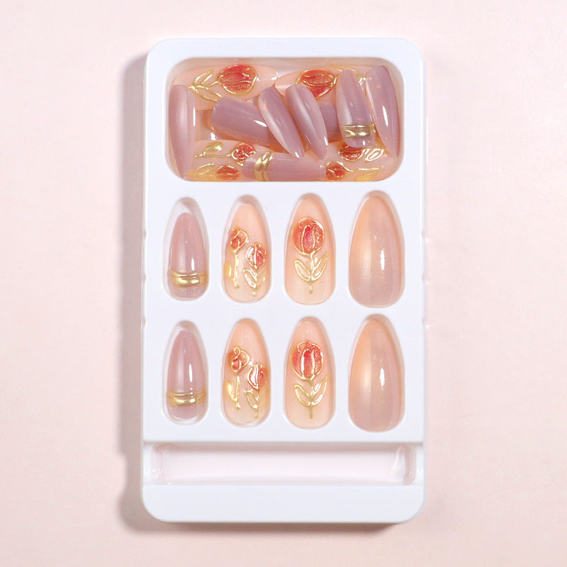 Floral Embellished Press-On Nail Set Stornfield
