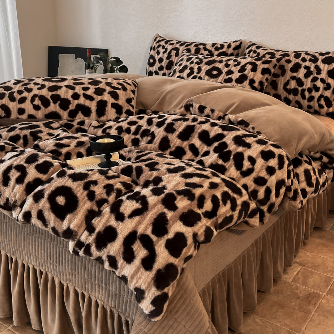 Plush Floral Flocked Reversible Duvet Comforter Set