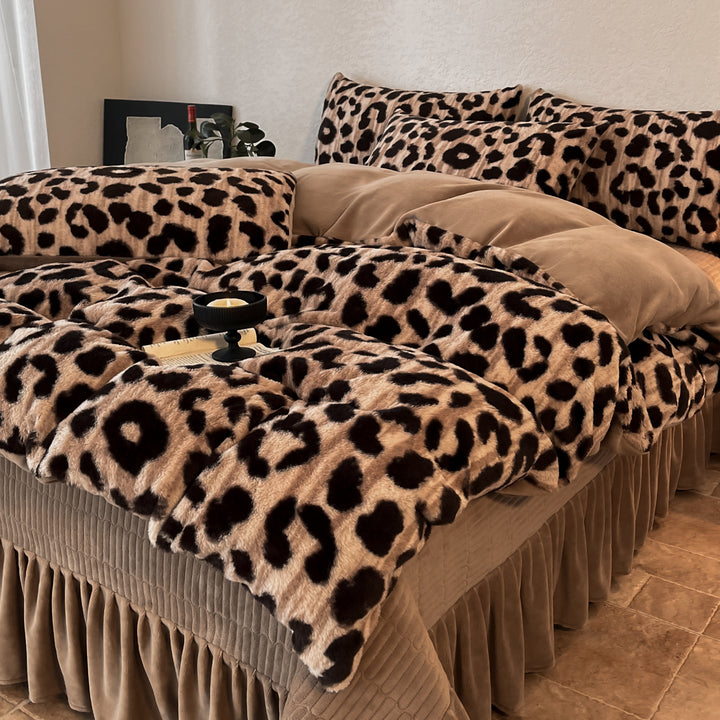 Plush Floral Flocked Reversible Duvet Comforter Set