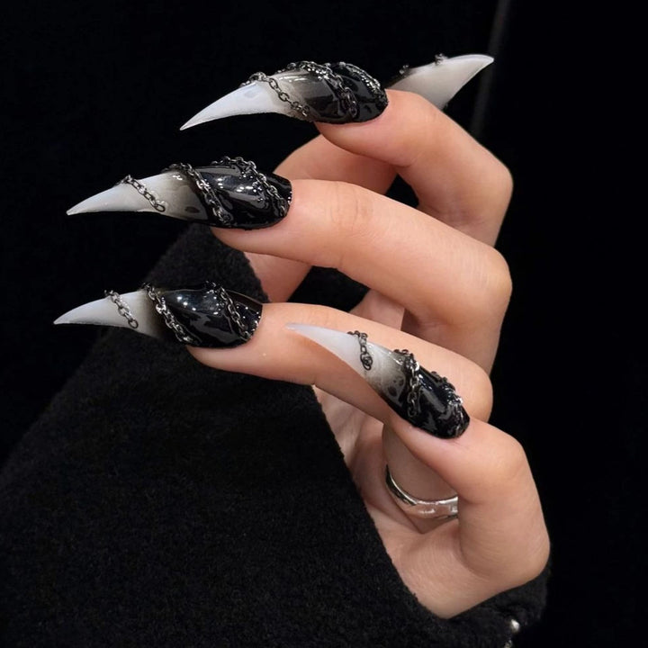 Stiletto Press-On Nail Enhancements with Gem Accents