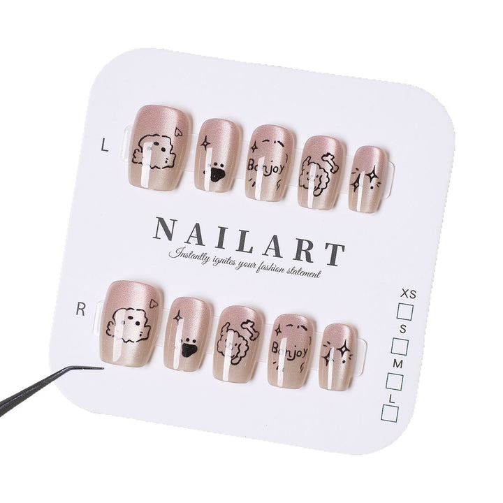 Artistic Press-On Nail Set with Playful Designs Stornfield