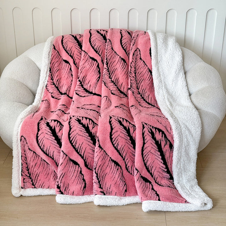 Plush Leaf Pattern Throw Blanket