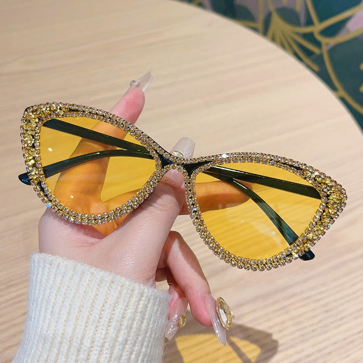 Glamorous Rhinestone-Embellished Cat-Eye Sunglasses Stornfield