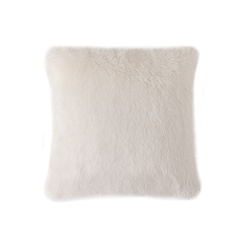 Rectangular faux fur decorative cushion with wavy plush surface