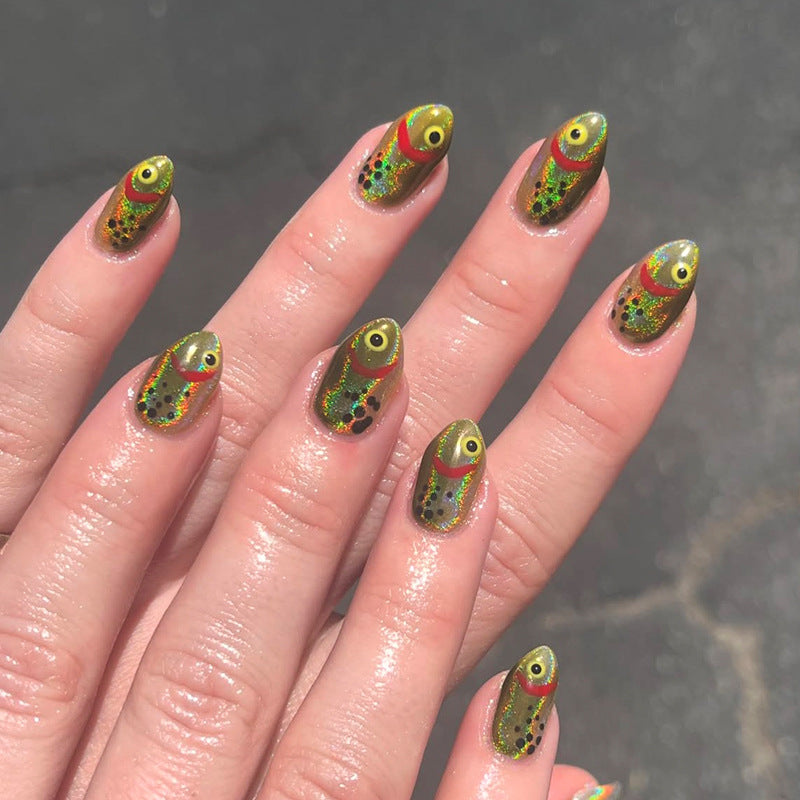 Nail art set with creative 3D eye and glitter accents Stornfield