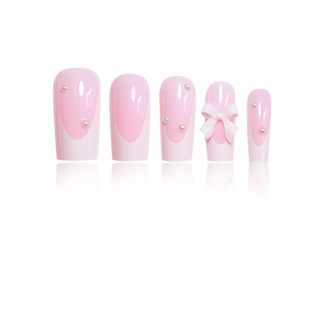 Decorative Press-On Nail Art with Bow Details Stornfield