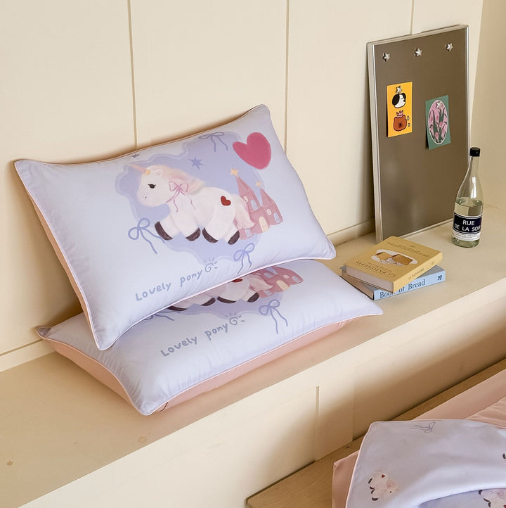 Children's Pillowcase Set with Cute Unicorn Print and Fine Satin Quality