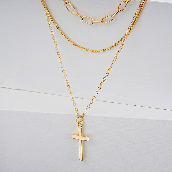 Multi-Layered Cross Pendant Necklace Stornfield