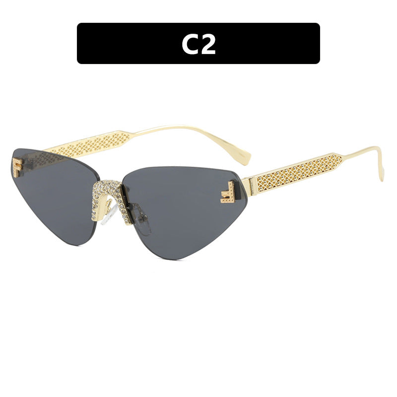 Women Designer Cat Eye Sunglasses with Sparkling Rhinestone Embellishment Stornfield