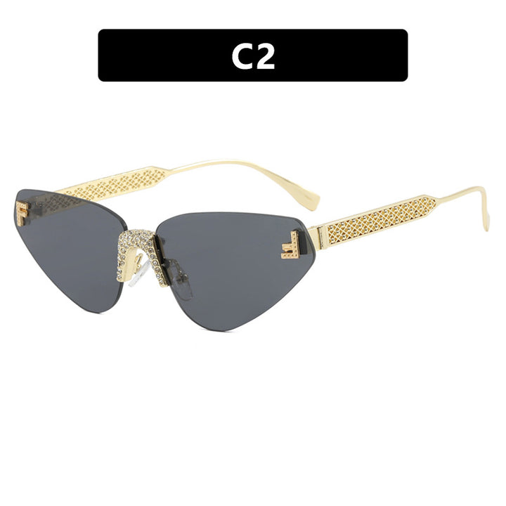 Women Designer Cat Eye Sunglasses with Sparkling Rhinestone Embellishment Stornfield