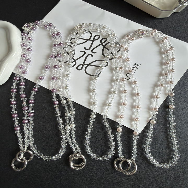 Elegant Pearl and Crystal Eyewear Holder Stornfield