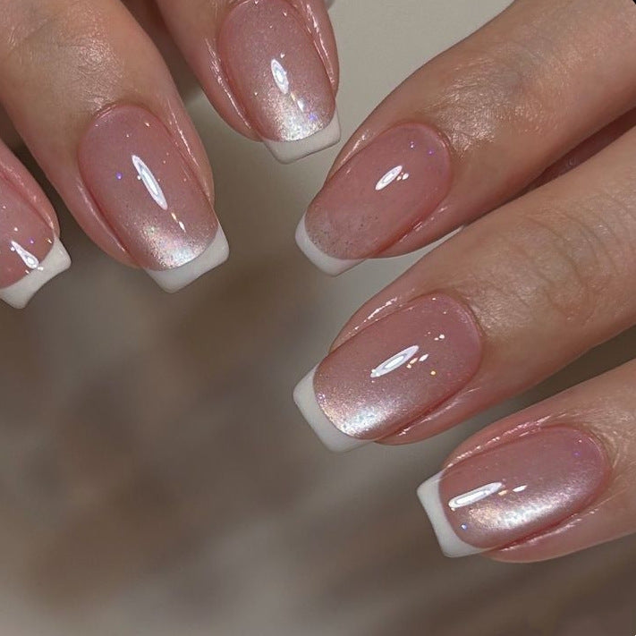 Premium Glossy French Tip Press-On Nails Stornfield