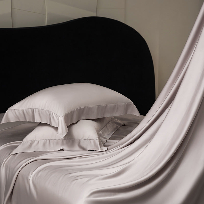 Luxurious satin bedding set with fine hemstitch decoration