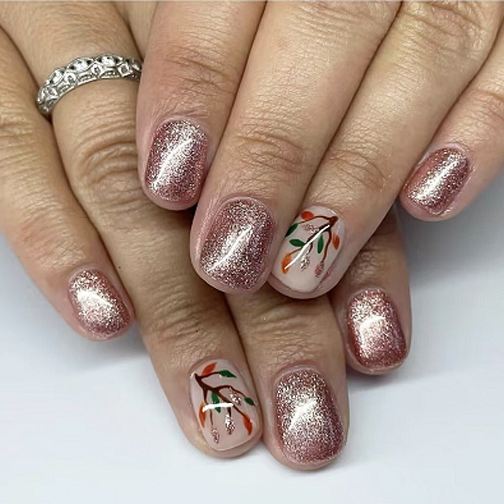 Glittery Floral Nail Art Design Stornfield