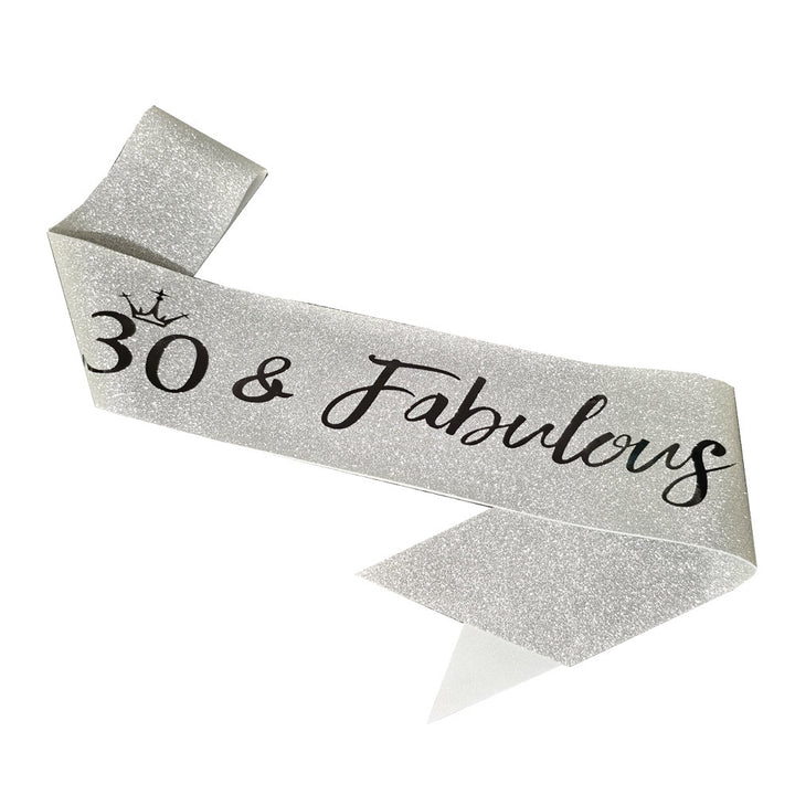 Ladies Glittering Birthday Sash with Festive Print Stornfield