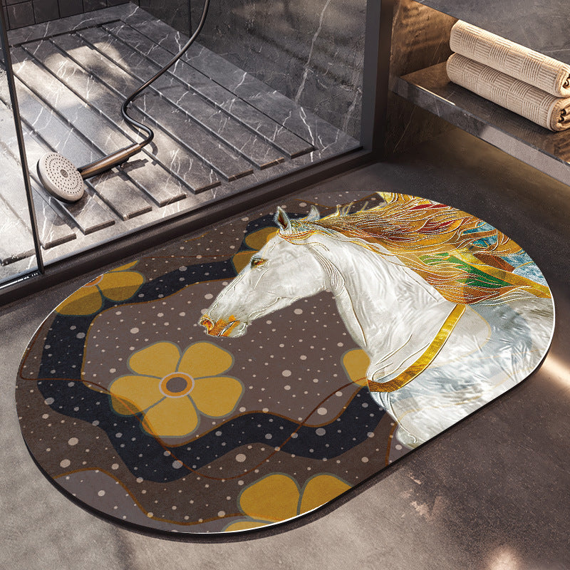 Artistic Horse-Themed Bath Mat Stornfield