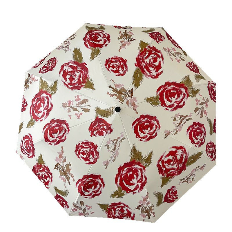 Women's Automatic Folding Umbrella with Floral Pattern Stornfield