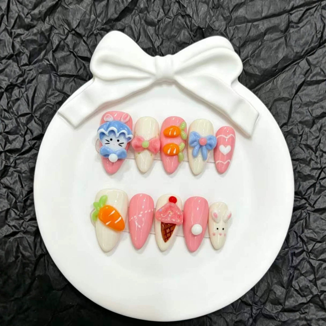Whimsical Cartoon-Themed Press-On Nail Art Set