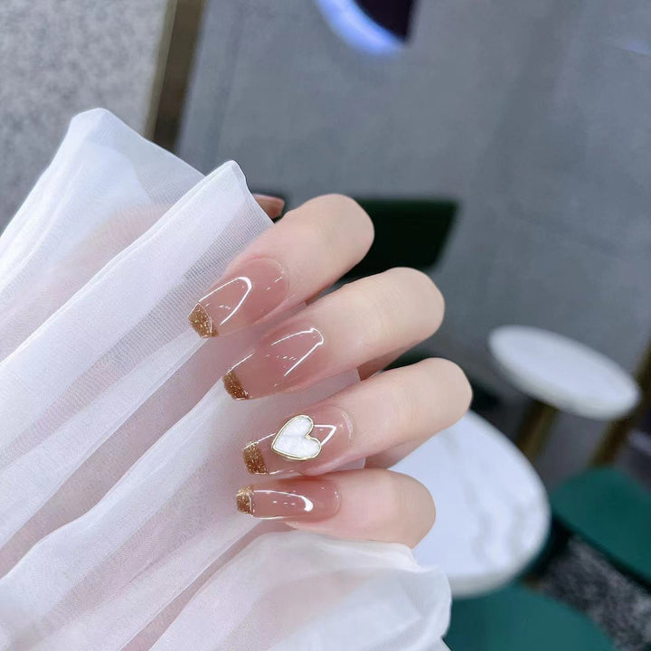 Decorative Press-On Nail Set with Heart Design Stornfield