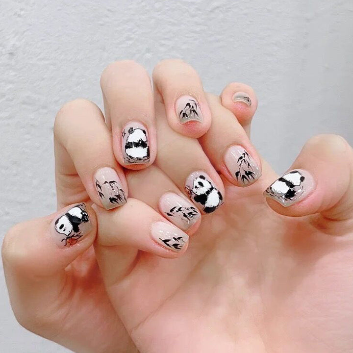 Panda-Themed Artistic Press-On Nail Set