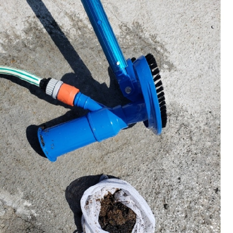 Telescopic pool vacuum head with heavy duty scrubbing bristles and fine mesh debris collection bag Stornfield