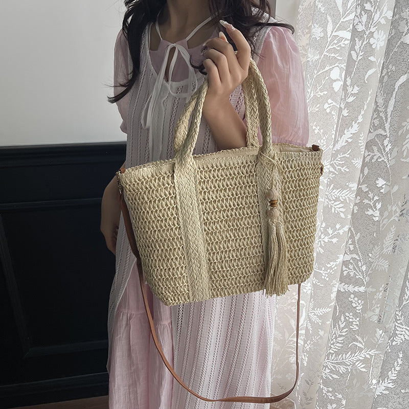 Handcrafted Woven Straw Tote Bag
