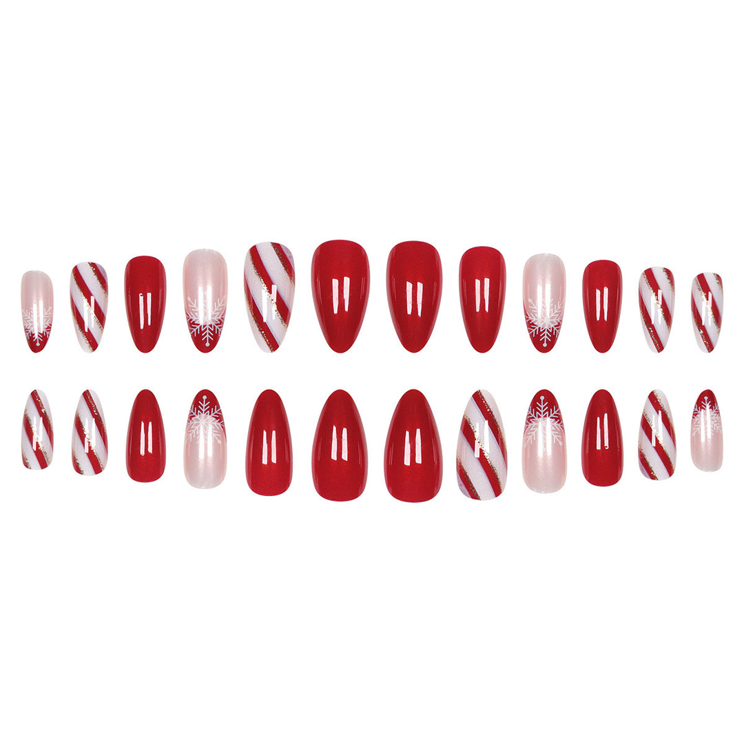 Elegant Holiday-Themed Stiletto Press-On Nails Stornfield