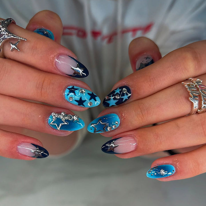 Artificial fingernails with Starlit design and glitter accents Stornfield