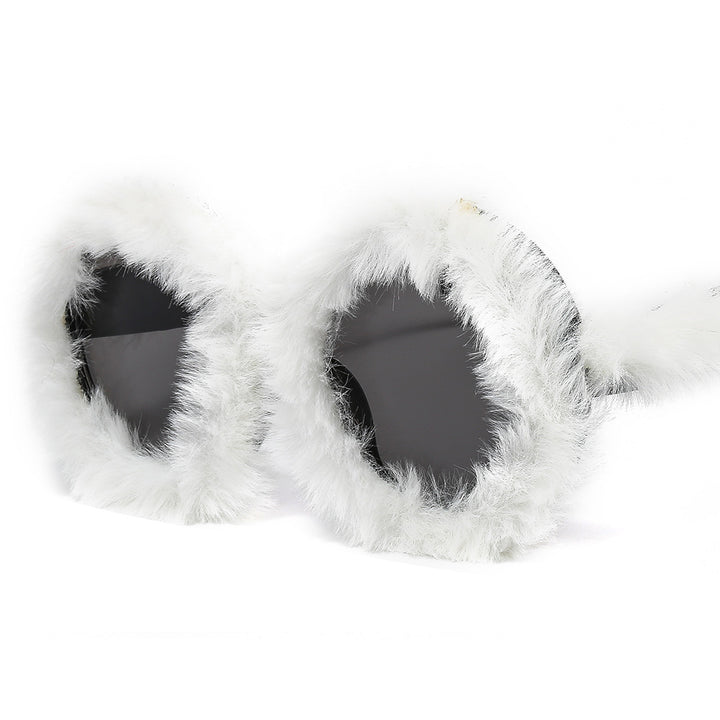 Ladies eye-catching oversized sunglasses with a unique fur touch Stornfield