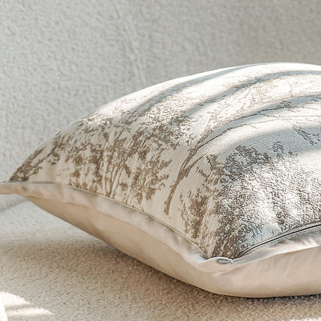 Decorative pillow with botanical tree design