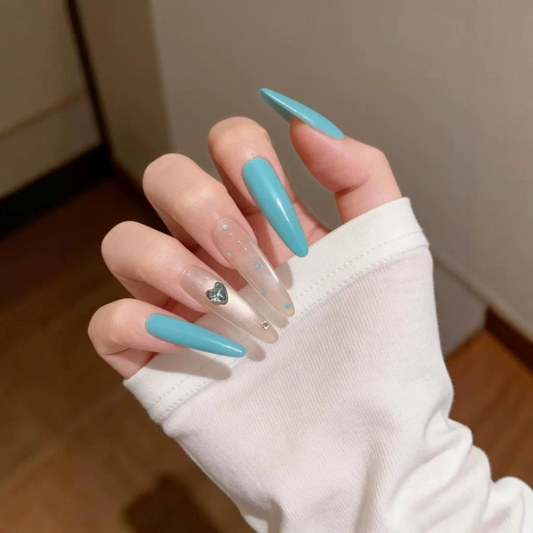 Stiletto Nail Art Extensions with Heart Accents