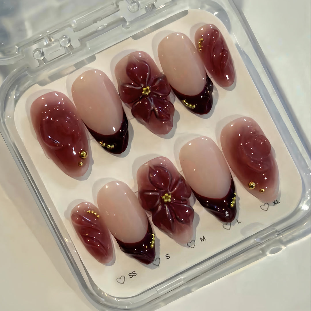 3D Floral Detailed Press-On Nails Stornfield